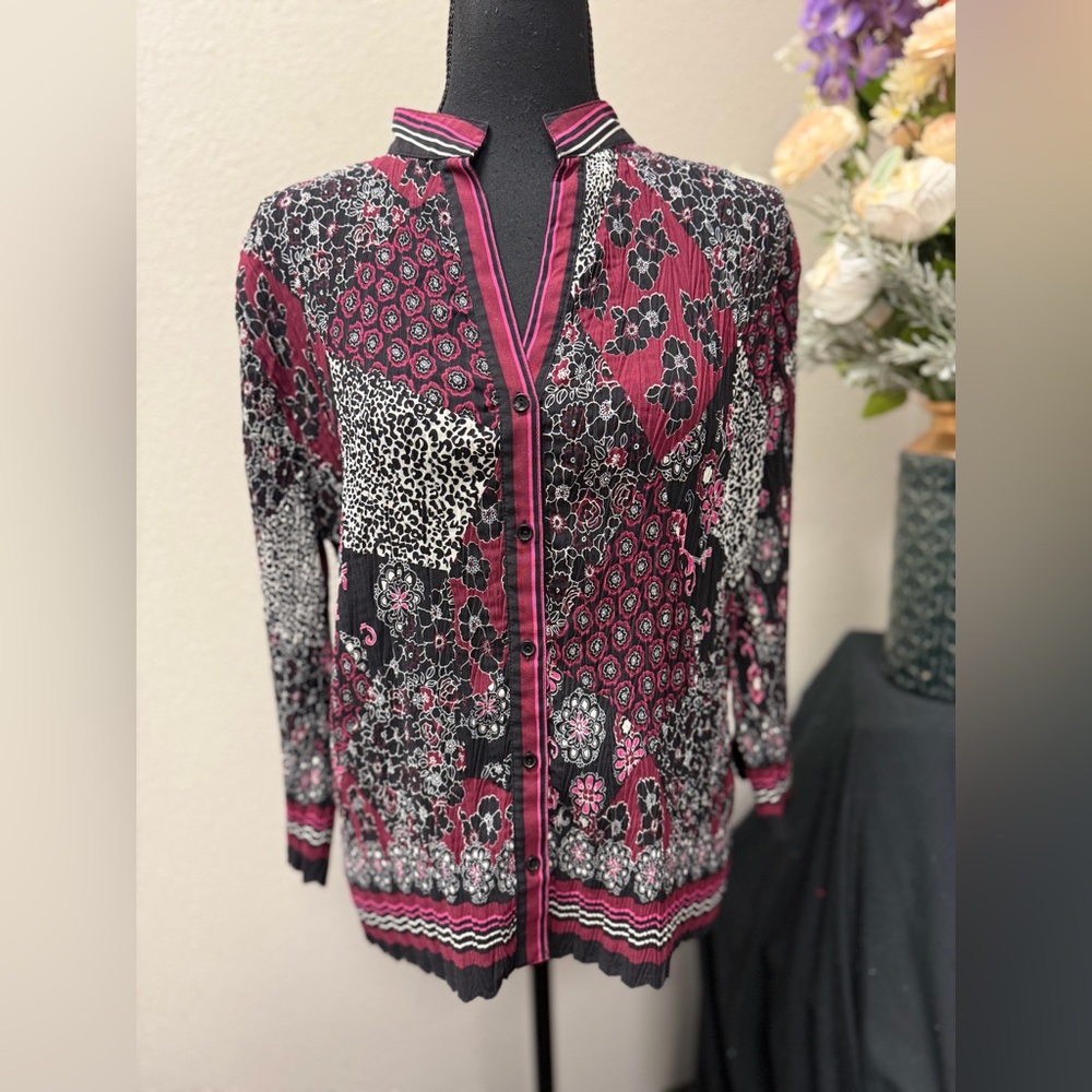 NICOLA Multicolor Patchwork Boho Chic Burgundy Bu… - image 1